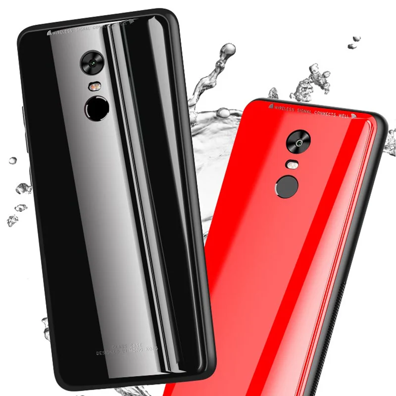 Жесткий чехол для Xiaomi Redmi Note 5/5A/5 Pro/Redmi 4 4X Стекло 9 H задняя крышка черный красный