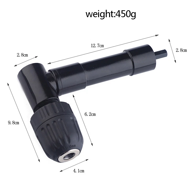 

90 Degree Right Angle Keyless Chuck Impact Drill Attachment Angle Adaptor MAX/ 25N*m Adapter Electric Power Cordless Drill