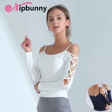 Aipbunny пикантные с открытыми плечами Йога Топ спортивные футболки для женщин быстросохнущая фитнес костюмы Спортивная футболка для занятий йогой Джерси для спортзала бег топы
