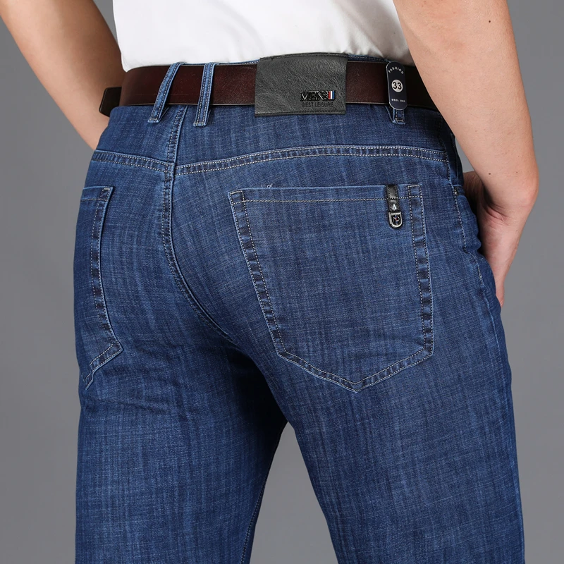 

Spring Summer Mens Brand Jeans Business Casual High Quality Fashion Trousers Regular Fit Stretch Denim Pants Men Jeans Homme