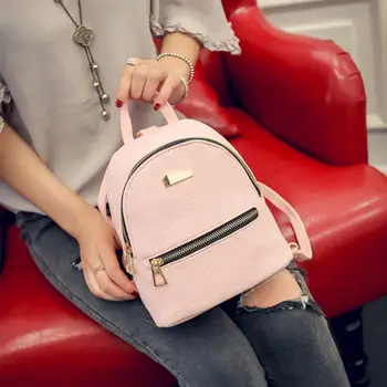 

Women Fashion Zipper Closure Backpack Mini School Bag Adjustable Travel Pouch