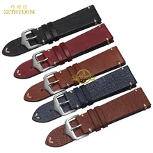 Rétro Givré cuir Véritable bracelet de montre bracelet à la main bracelet 20mm 22mm montre bande avec Fil bracelets en gros