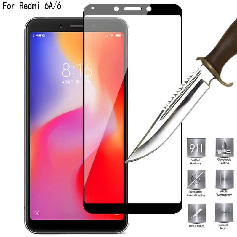 Черно-белое закаленное стекло для Xiaomi Redmi 6A чехол с полным покрытием стеклянная