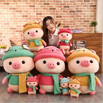 

Cute Wearing Hat Scarf Pig Plush Toy Stuffed Animal Pig Toys Soft Plush Doll Children Gift Valentine's Day Gifts