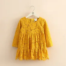 Детское платье с круглым воротником, осень, новое платье для девочек, детское кружевное платье, одежда для отдыха