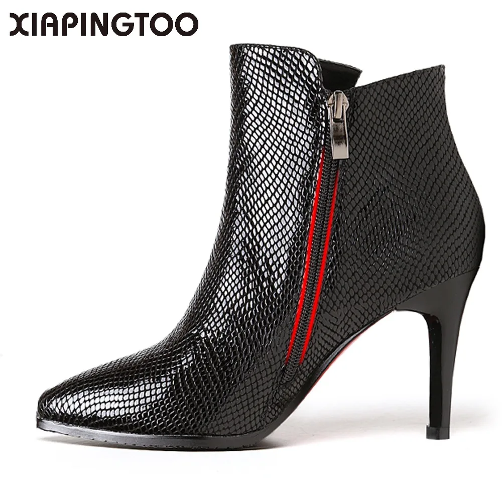 

Retro Style Cow Full Grain Natural Leather Women High Heels Boots Round Toes Riding Shoes For Women Spring And Autumn Black Red