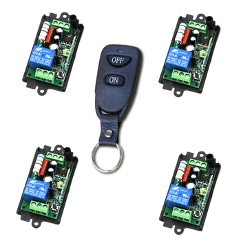 

Universal Wireless Remote Control Switch AC 110V 220V 1CH Relay 4pcs Receiver Module and 1pcs RF Transmitter 315/433mhz