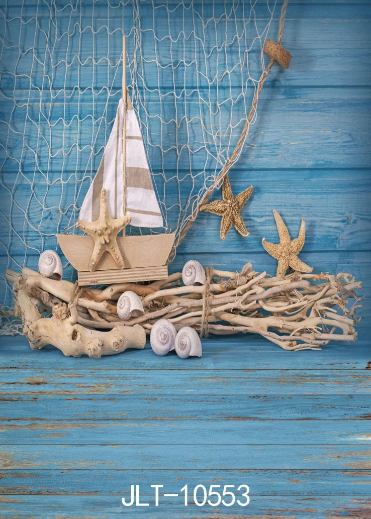 

SHANNY Vinyl Custom Fishing nets Photography Backdrops Prop Conch Sailboat Photo Studio Background 10553