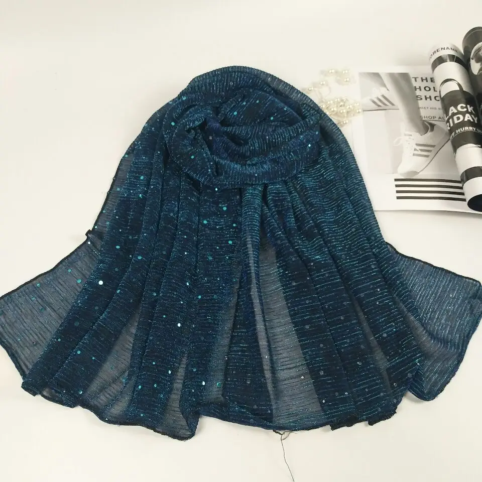 M5 высококачественные блестящие шали Хиджаб шарфы для женщин длинная шаль можно выбрать цвета 200*70 см 10 шт./партия
