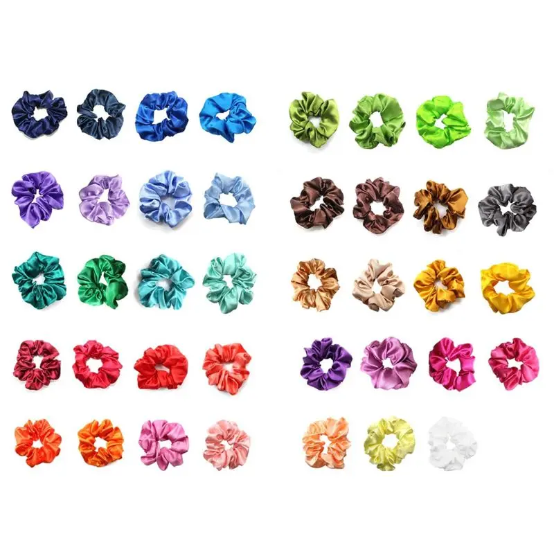 

5Pcs/Set Satin Hair Scrunchies Women Bright Candy Color Elastic Hair Tie Rope Assorted Colors Large Intestine Ponytail Hair Rope