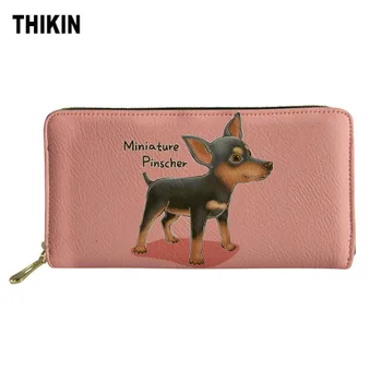 

THIKIN Cute Multicolor Pet Dog Print Leather Wallet for Women Organizer Female Ladies Coin Purse Clutch Hand Bag Phone Bags