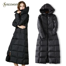 Большой длинный женский пуховик зимний черный тонкий жакет простой утолщение Parkes с капюшоном Теплый пуховик женский S-2XL WYT489