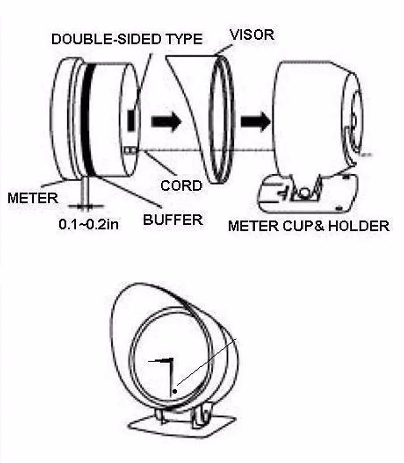 Universal-60mm-Gauge-Visor-Cover-Surround-Protector-Sun-Light-Shield-Hood-Visor-Cover-Pod-Cap-Cup