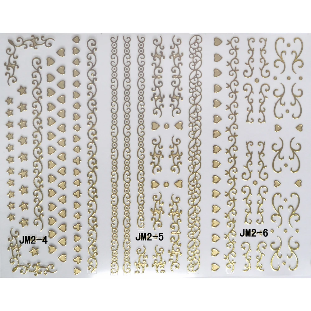 

3 PACKS / LOT NAIL ART METAL DECAL SELF ADHESIVE STICKER SLIDER GOLD SILVER VANTAGE ARABIC SWEET HEARTS VINE JM004-006