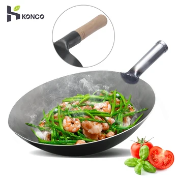 

Konco Iron Wok Chinese Cooking Pot General Use for Gas and Induction Cooker cast iron pan Kitchen Cookware