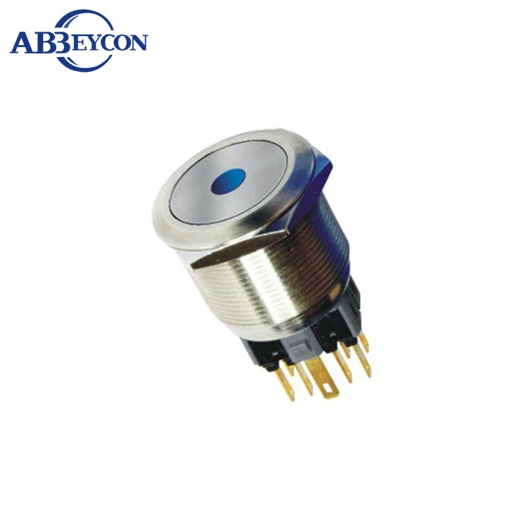 

1NO1NC 25mm waterproof on-off dot led illuminated light IP67 stainless steel 6pins metal shell push button switch