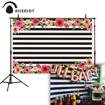 

Allenjoy photography background black white stripes flowers birthday celebration photographic profissional for photographing