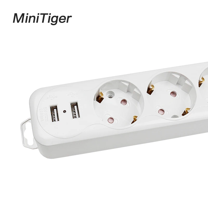 Minitiger Мощность ленты двойной USB зарядка Порты и разъёмы 3 EU переменного тока