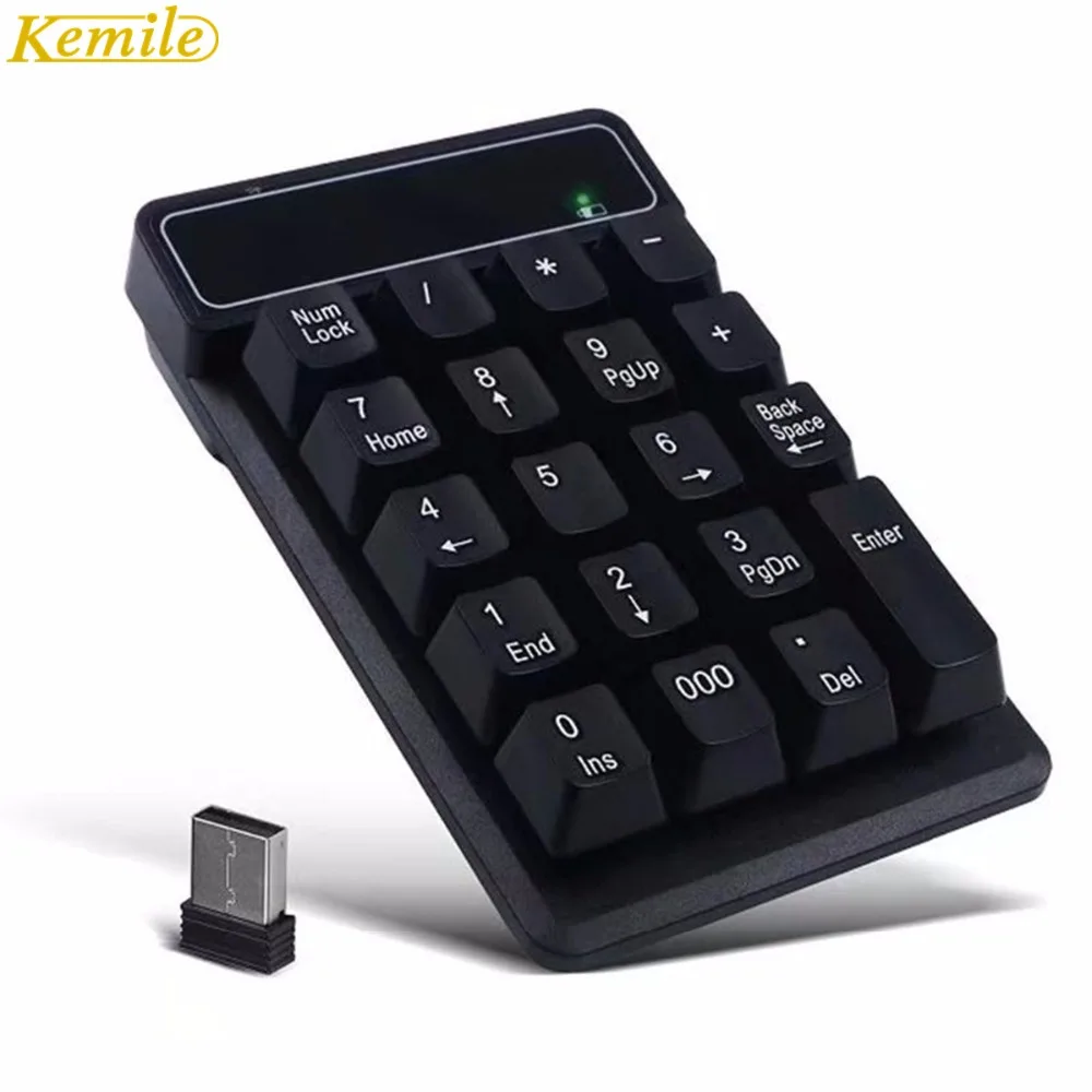 Kemile Wireless Numeric Keypad 19 Keys Financial Numpad USB Number Pad ...