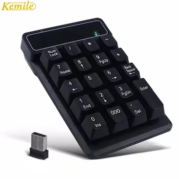 

Kemile Wireless Numeric Keypad 19 Keys Financial Numpad USB Number Pad with 2.4G Mini USB Numeric Receiver for Tablet Laptop PC