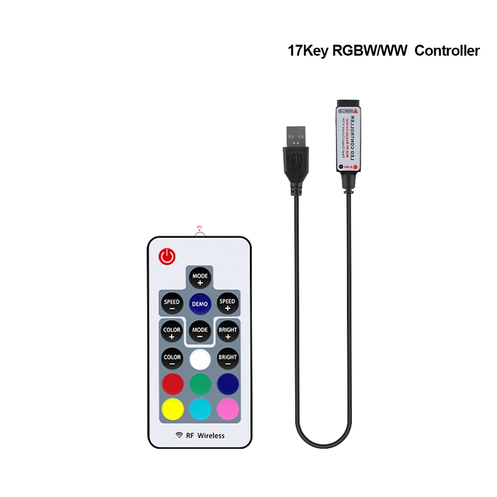 5050 USB Светодиодная лента RGB RGBW RGBWW Led tv фоновое освещение DC 5 В гибкая лента RF пульт дистанционного управления 1 м/2 м/3 м/4 м/5 м - Испускаемый цвет: Only Controller