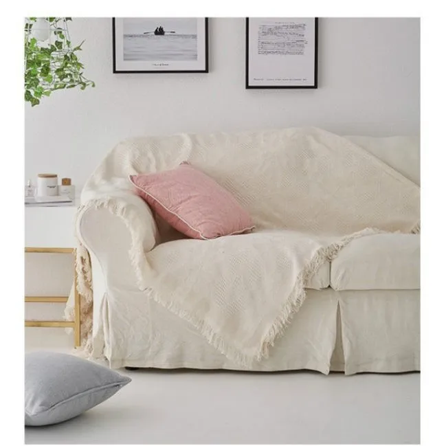 

210Cotton and linen single color Sofa blanket and sofa towel purpose use in sofa chair skidproof sofa cover multifunction