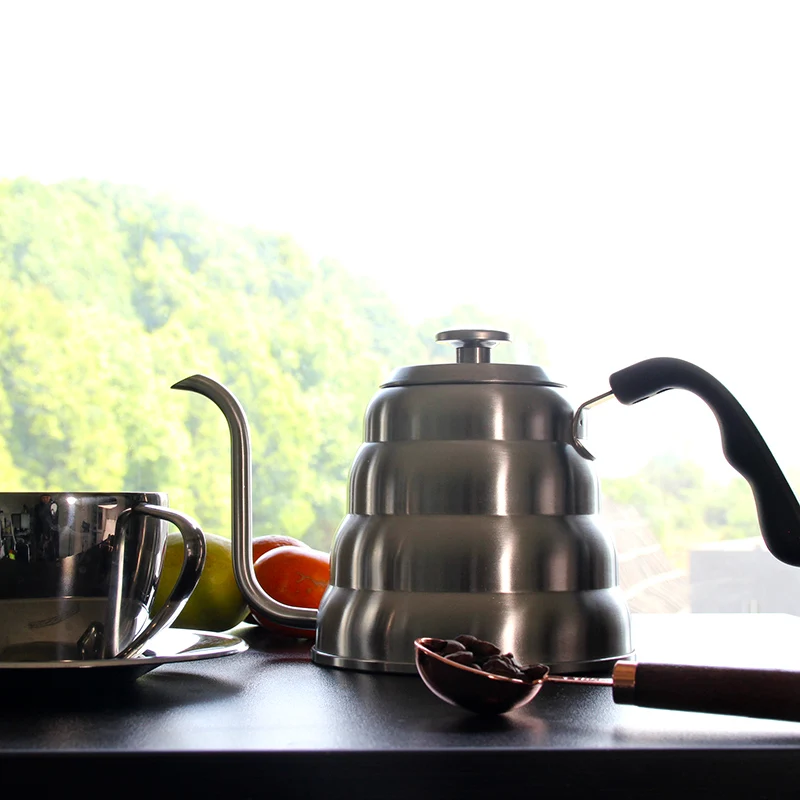 Гусенек залейте Кофе чайник со встроенным термометром, чайник из нержавеющей стали высшего класса, 1,2 л