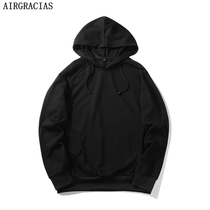 

AIRGRACIAS 8 Solid Color Men Sweatshirts Spring And Autumn 100% Cotton Hooded Jacket For Man USA/Europe Size S-XXL