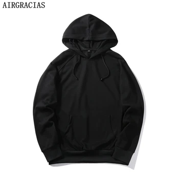 

AIRGRACIAS 8 Solid Color Men Sweatshirts Spring And Autumn 100% Cotton Hooded Jacket For Man USA/Europe Size S-XXL