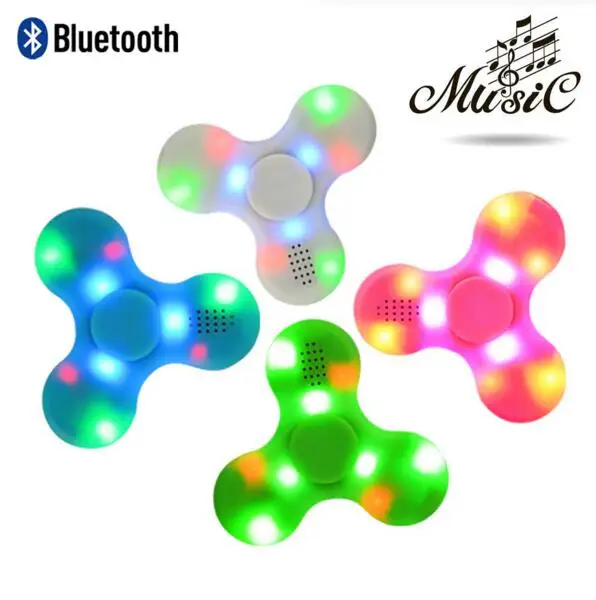 Fidget Spinner Spinner Tri LED Bluetooth Speaker Mão Spinning Top Brinquedos de Descompressão Dedo Spiner Rosa Azul Verde Branco