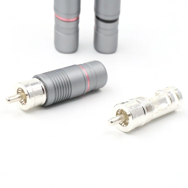 Conector de Áudio de Alta High Quality Prateado Rca Plug Fidelidade Male Adapter Conector 4 Pcs End Top - Image 5