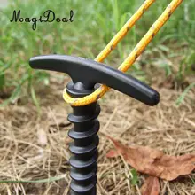  MagiDeal 5Pcs Endurable Outdoor Ultralight Camping Tent Stakes Pegs Pins Plastic Nylon Screw Spiral Nails Awning Trip Kit Black 