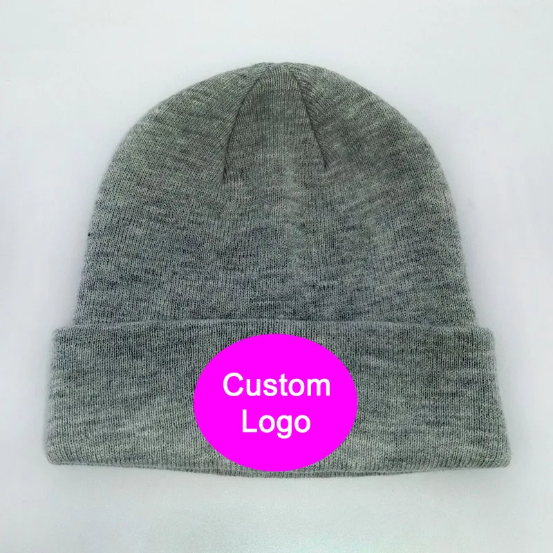 Beanies cap customized logo black grey red blue color fitted size