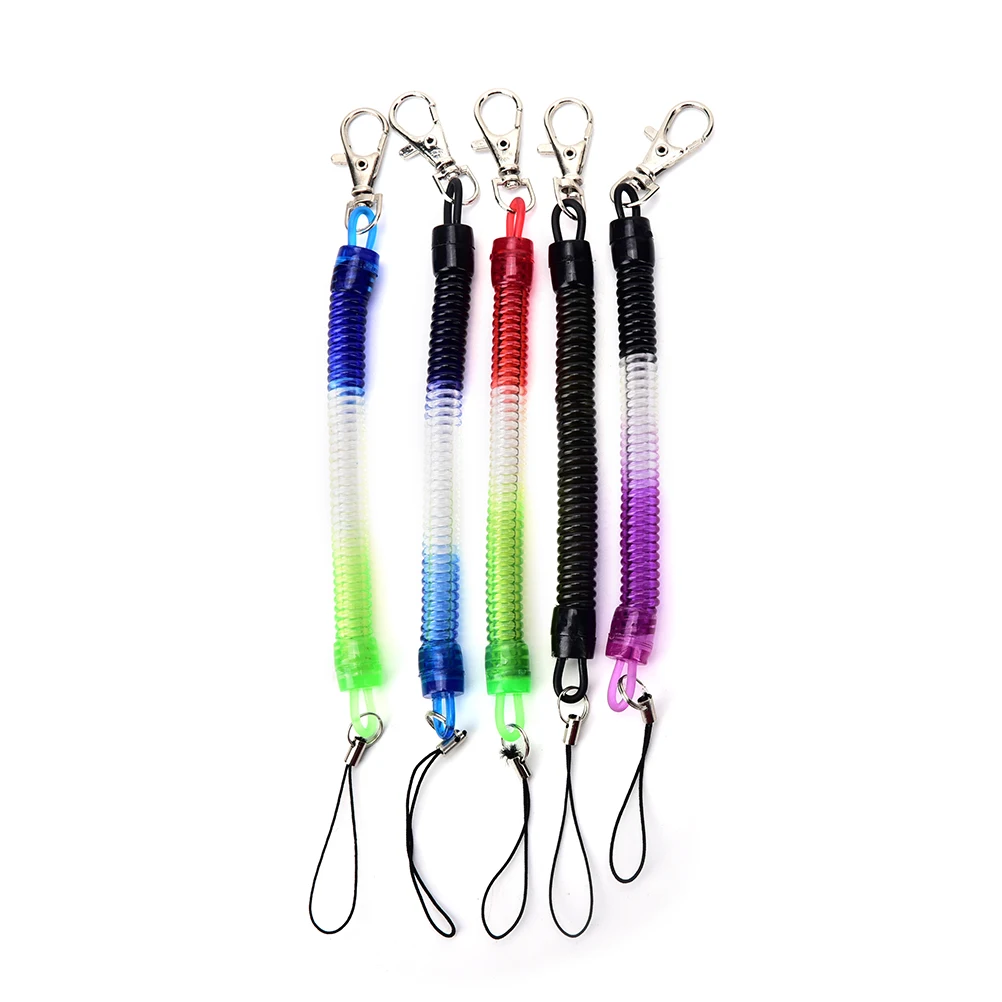 

New Tactical Retractable Plastic Spring Elastic Rope Security Gear Tool For Outdoor Hiking Camping Anti-lost Phone Keychain