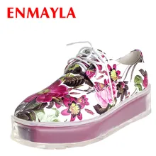 ENMAYLA/Новинка; туфли на плоской платформе; женские туфли на плоской подошве; Цвет черный, красный; женские повседневные туфли с цветочным принтом
