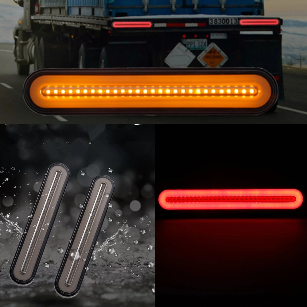 Светодиодный тормозной светильник для прицепа, грузовика, водонепроницаемый неоновый галогенный кольцевой задний и тормозной Стоп-сигнал, светильник поворота, последовательный плавный сигнальный светильник, лампа