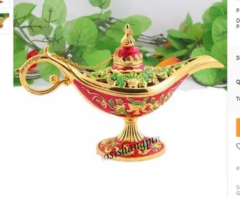 

free shipping Statue factory outlets lamp Red Color Bronze engraving Aladdins lamp beautiful Arab TDP