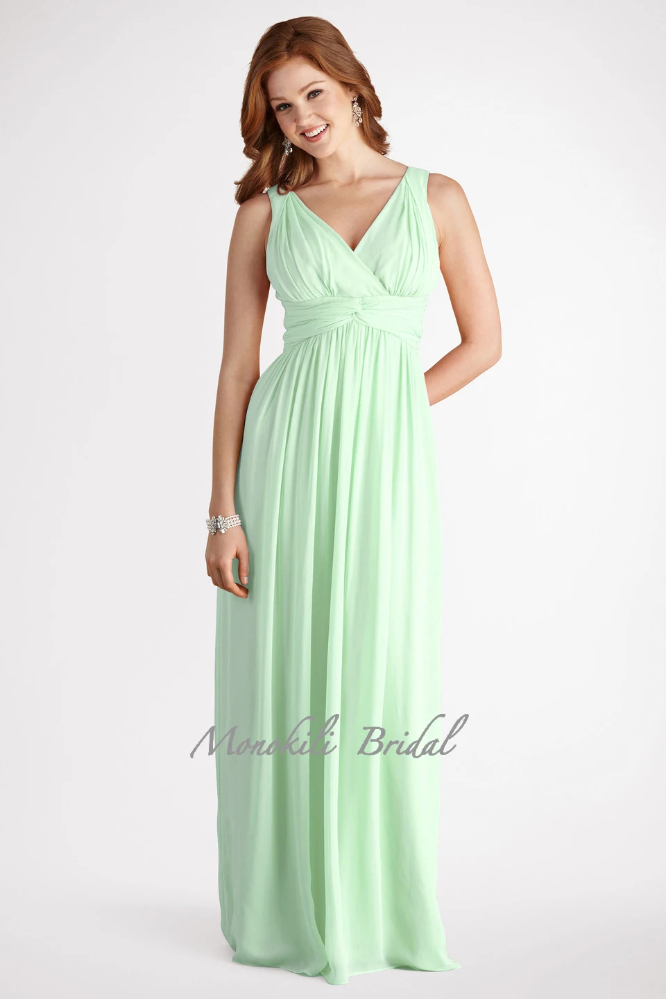 walkerbridal 's 2014 Summer Lovely V-neck Bodice Fashioned to a Flattering Twisted Waist Floor-Length Chiffon of Prom Dress | Свадьбы и