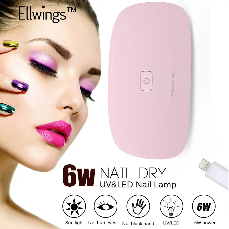 Ellwings 6w Nail Dryer Lamp Portable UV LED USB Use Gel Nail Polish