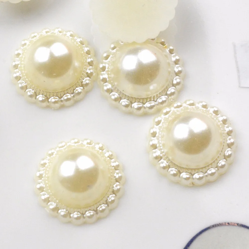 

FLTMRH 17MM 40PCS New Fashion Sun Flower Flat Back Cabochon Imitation Plastic ABS Pearl Beads For DIY Jewelry Handmade Craft Ma