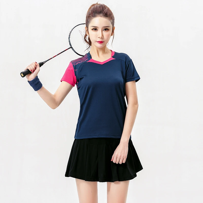Free Print Badminton wear sets Womens Jerseys   Female Tennis sets   Table Tennis sets   Tennis shirt + skirt black set 5062B