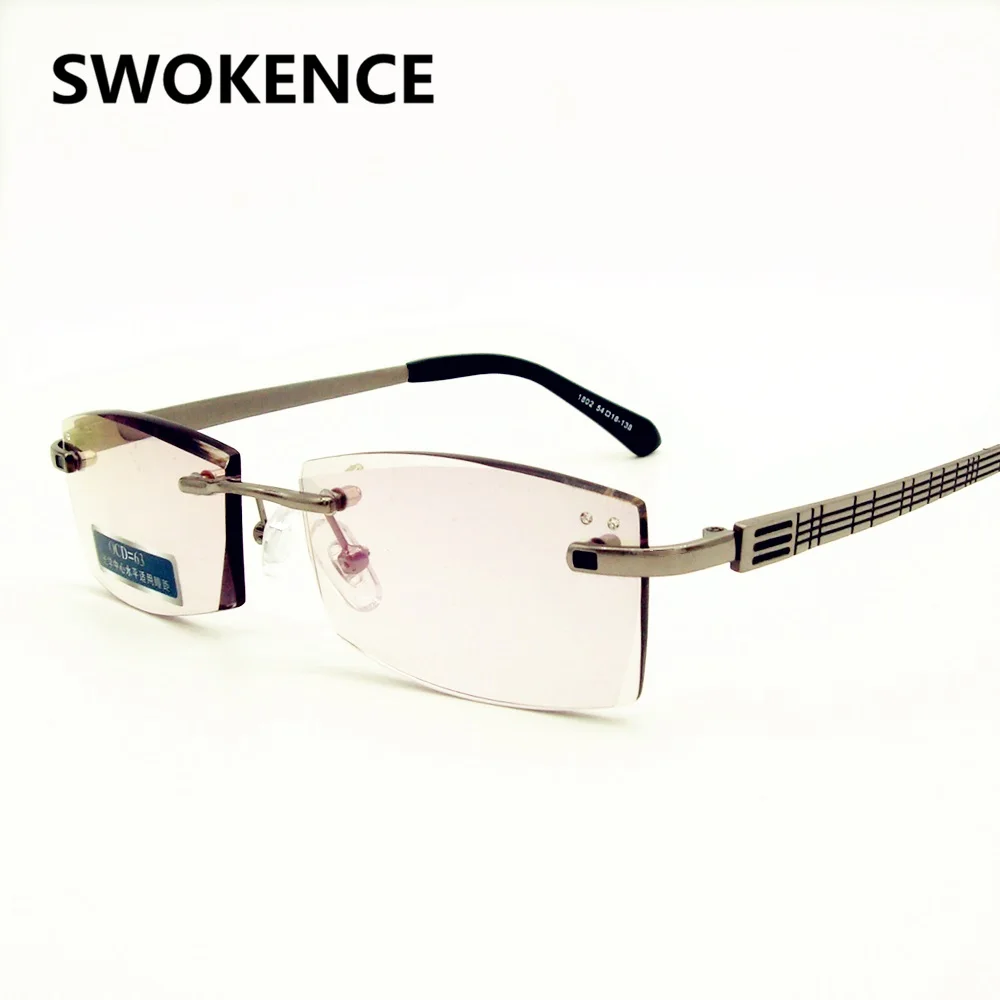 SWOKENCE, анти-голубые лучи, без оправы, очки для чтения, для мужчин и женщин, высококлассные, элегантные, анти-радиационные, градиентные, серые, Пресбиопия, очки R110