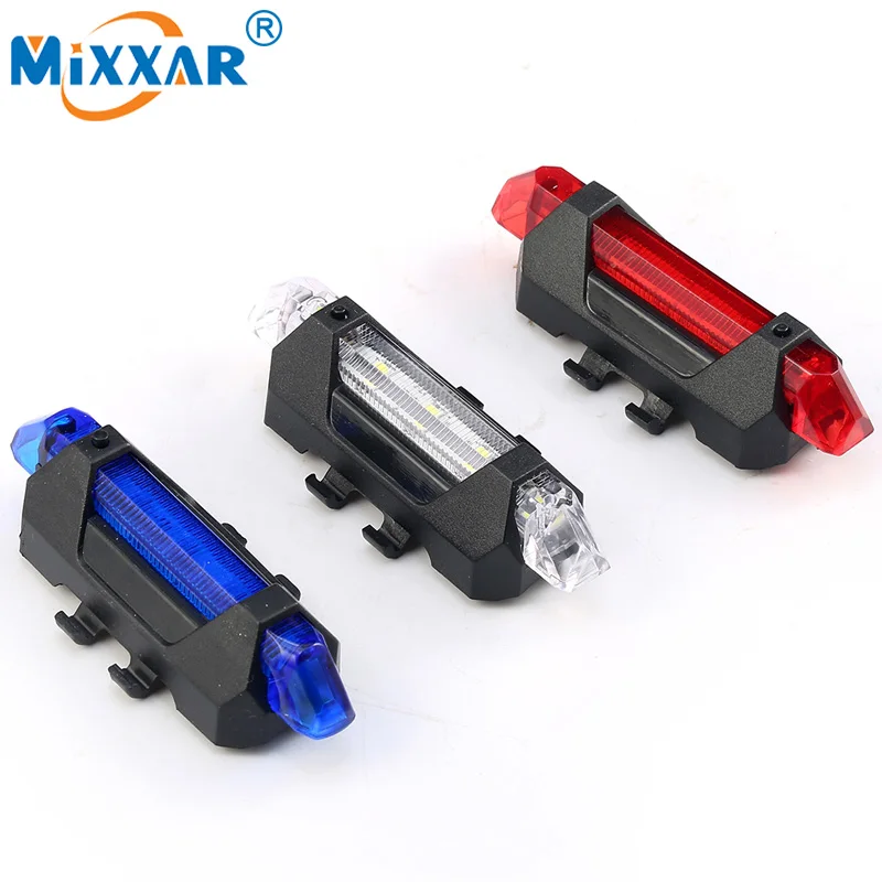 Discount Dropshipping 5 LED Night Mountain Bicycle Cycling Tail Light USB Rechargeable Warning Light Bike Rear Safety Bike Accessories 5