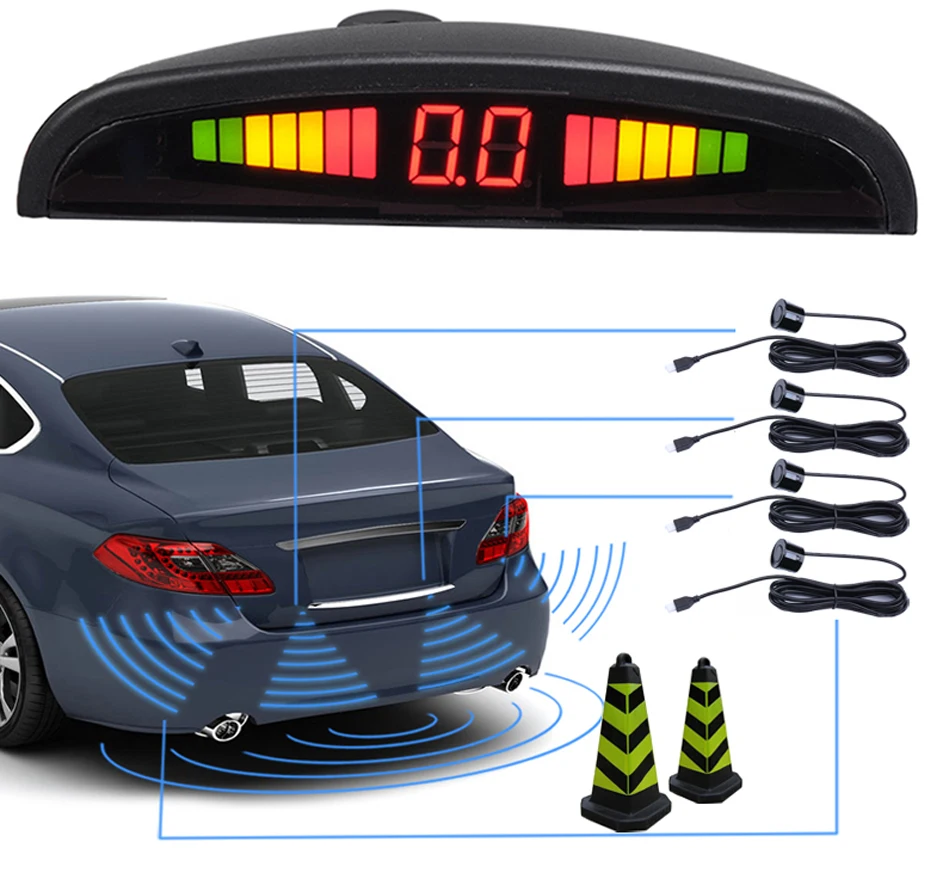 Автомобильный авто парктроник светодиодный датчик парковки с 4 датчиками s обратный резервный Радар для парковки монитор детектор системы подсветка дисплей