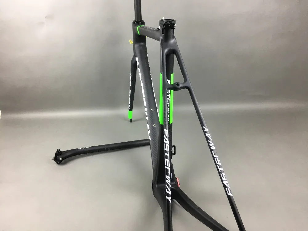 Clearance classic design FASTERWAY PRO full black with no logo carbon road bike frameset:carbon Frame+Seatpost+Fork+Clamp+Headset,free ems 46