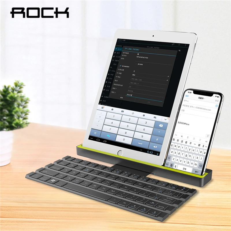 

ROCK Foldable Wireless Bluetooth Keyboard for iPad Pro Mini Air For Smartphone Tablet Keypad for IOS/Android/Windows