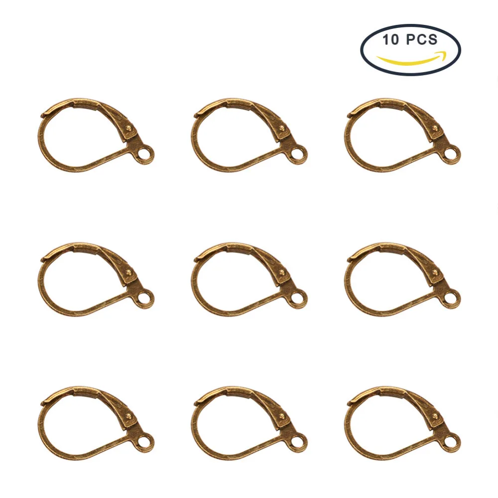

Jewelry Findings 10pcs/lot Antique Bronze Brass Lever Back Hoop Earring Settings Ear Wires for DIY