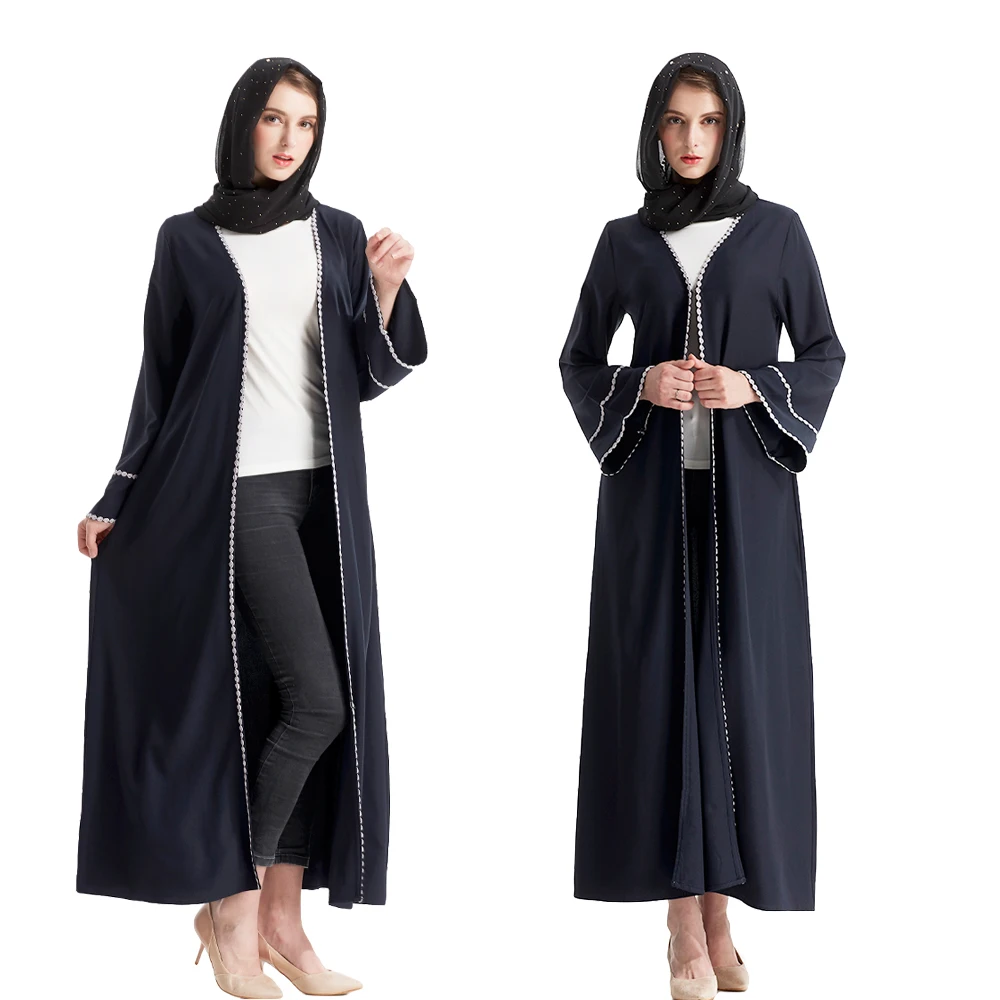 Абая Мусульманский открытый Спереди Кардиган с длинным рукавом мода исламская Винтаж джилбаб турецкий Ближний Восток халат платья для