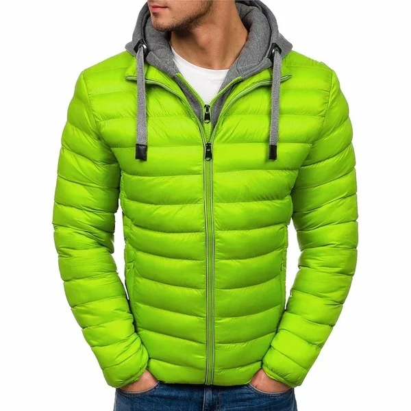 Plus Size Mens Fashion Autumn Winter Men Coat Hooded Jacket Puffer Cotton Coat Casual Zipper Hoodies Mens Overcoats Clothing