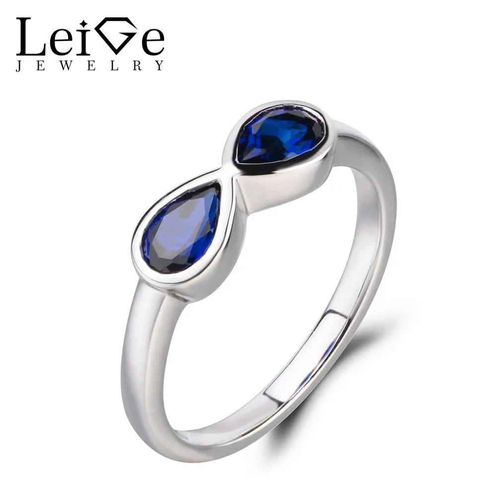 Leige Jewelry Blue Sapphire Ring Promise Ring September Birthstone Pear